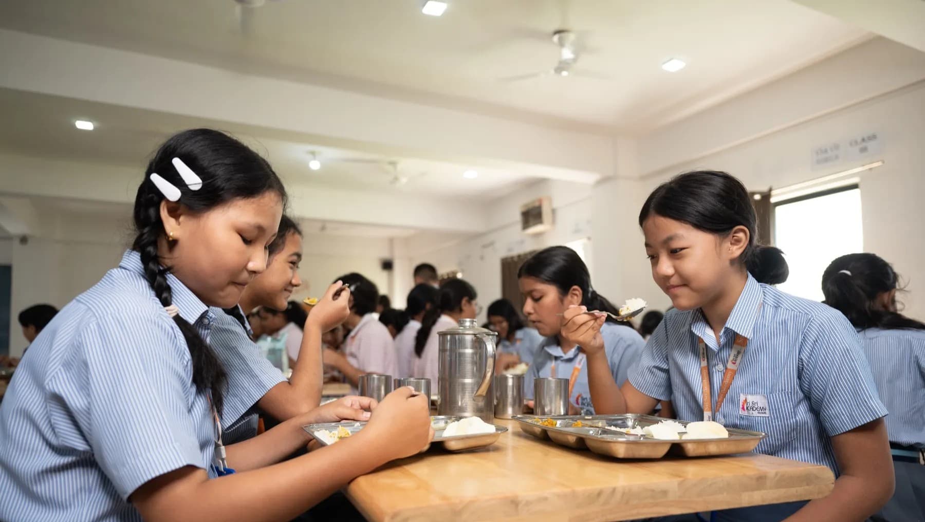 Meals being served at Sri Sri Academy
