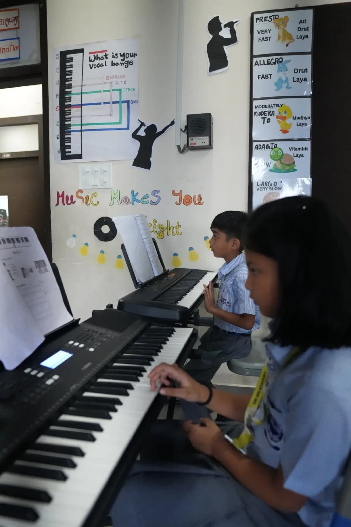 At the piano