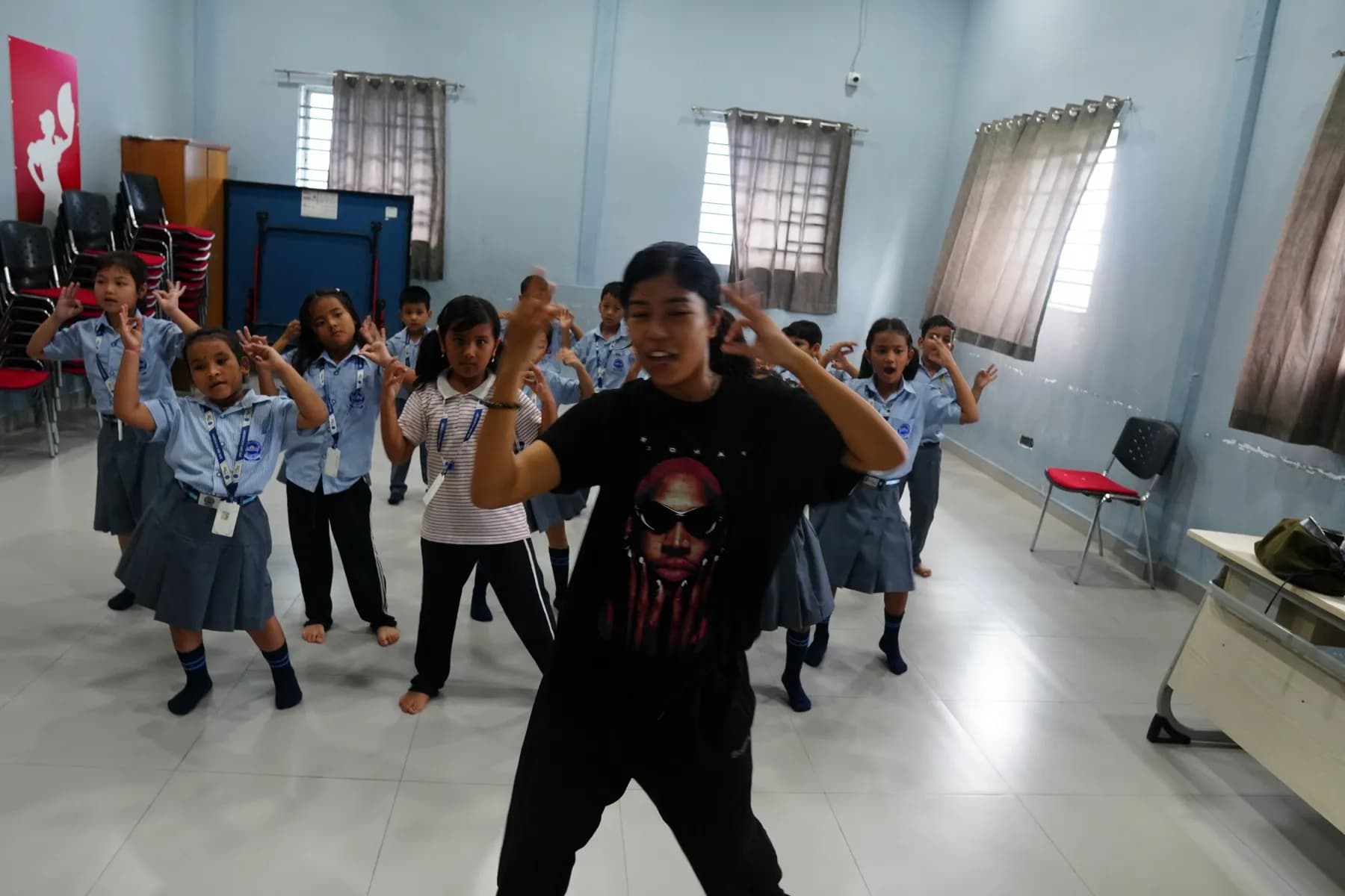 A western dance rehearsal at Sri Sri Academy
