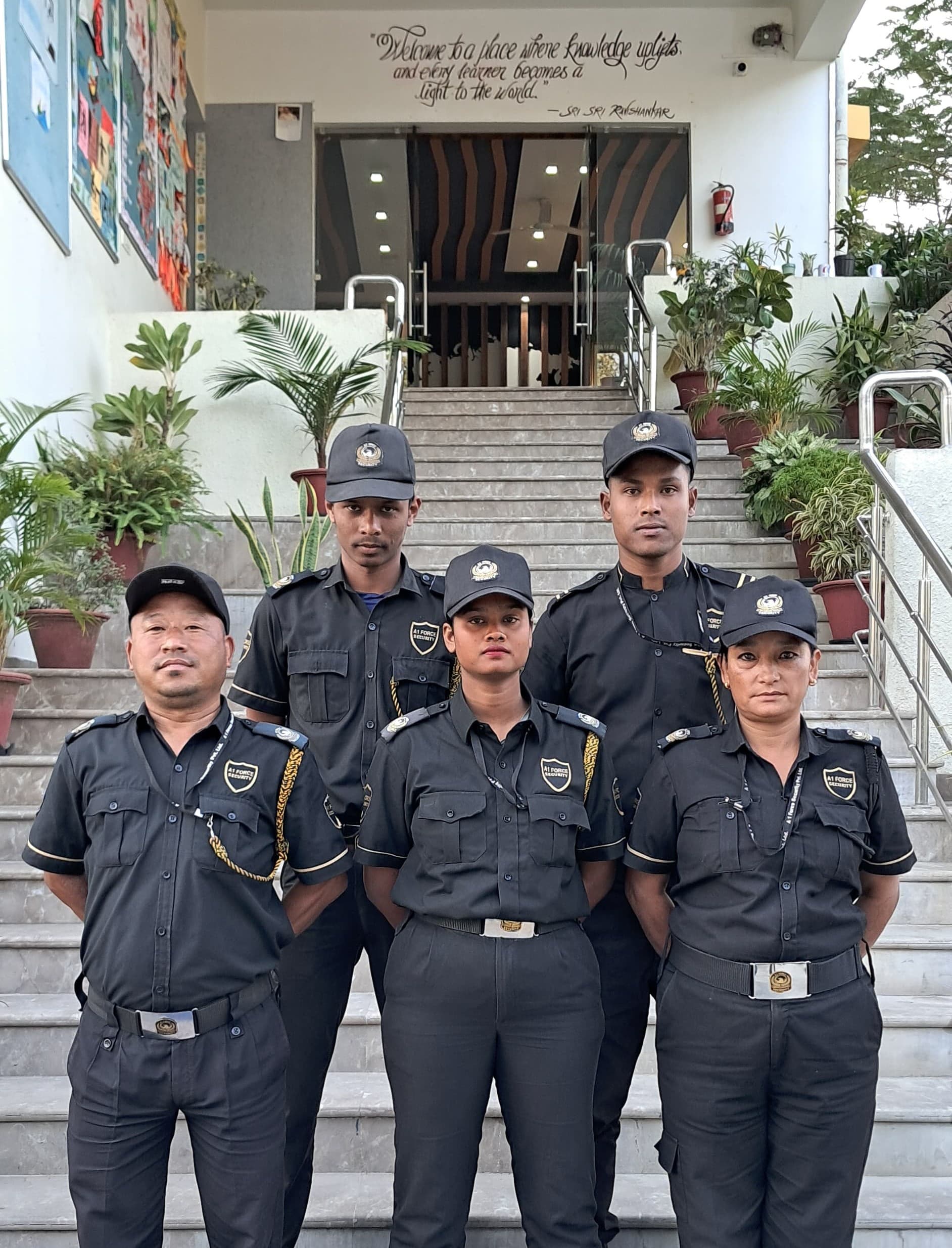 Security staff on campus at Sri Sri Academy