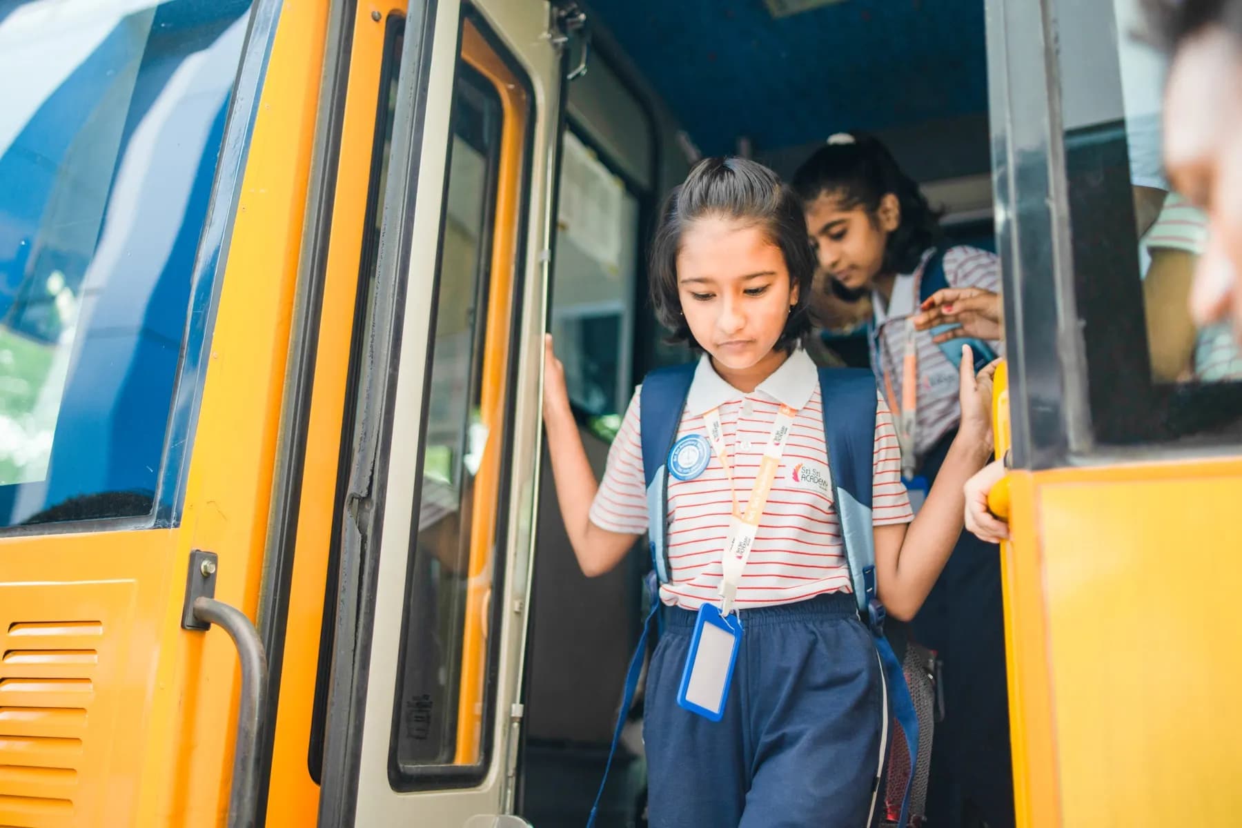 School buses at the Sri Sri Academy campus